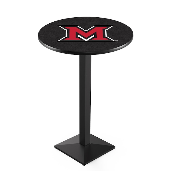 42" Blk Wrinkle Miami (OH) Pub Table, 36" dia. Top
